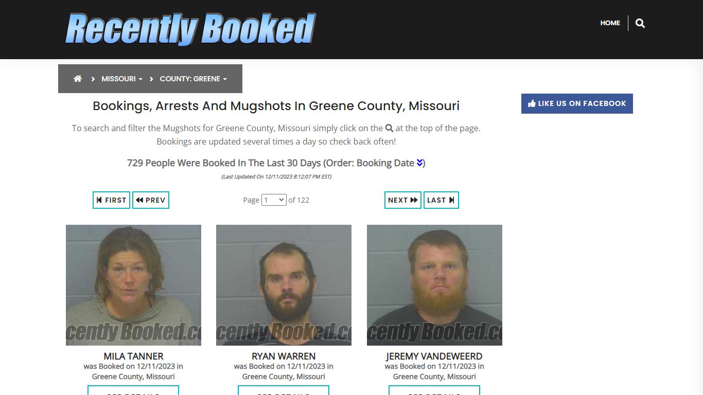 Recent bookings, Arrests, Mugshots in Greene County, Missouri